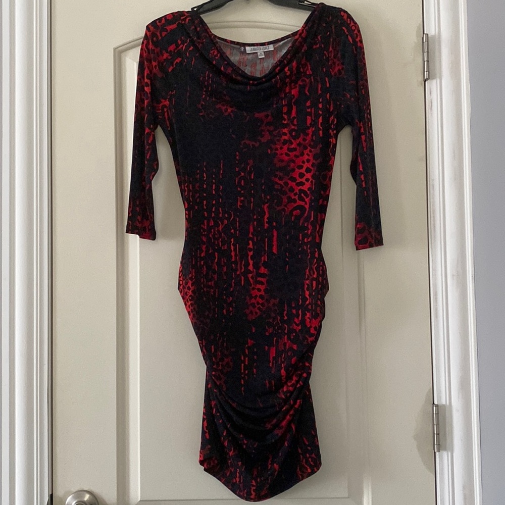Jennifer Lopez Women’s Black/Red 3/4 Sleeve Dress Size M